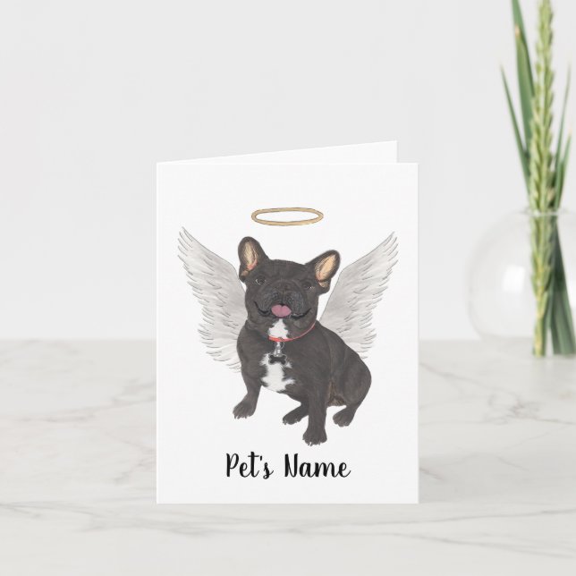 Black Brindle Frenchie Sympathy Memorial Card (Front)