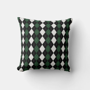 Black & BRIT. RACING GREEN Diamonds ARGYLE Pattern Cushion