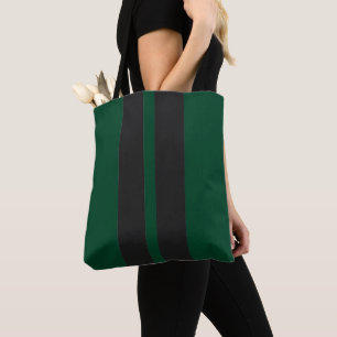 Black & British Racing Green 🏁  Racing Stripes  Tote Bag