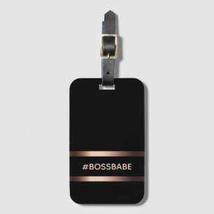 Black bronze bossbabe motivational elegant luggage tag