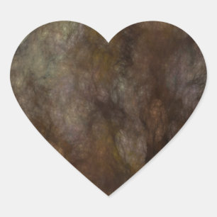 Black & Brown Abstract Fractal Heart Sticker