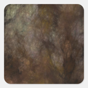 Black & Brown Abstract Fractal Square Sticker