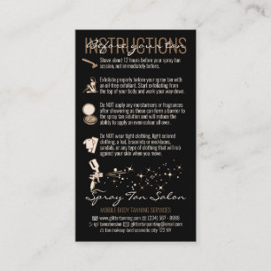 Black Brown After Care Instruction Spray Tan Business Card