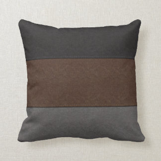 Black Brown and Gray Leather Look Cushion