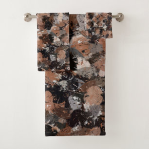 Black, Brown and Grey Paint Splatters 2792 Bath Towel Set