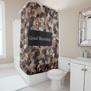 Black, Brown and Grey Paint Splatters Shower Curtain
