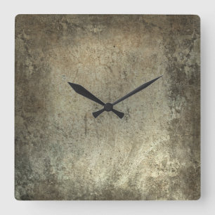 Black, Brown and Taupe Grunge Square Wall Clock