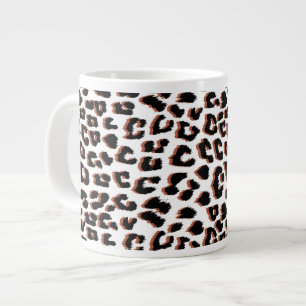 Black Brown and White Leopard Print  Large Coffee Mug