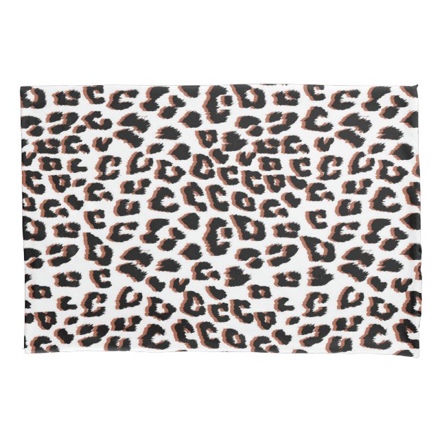 Black Brown and White Leopard Print  Pillowcase (Front)