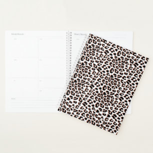 Black Brown and White Leopard Print  Planner