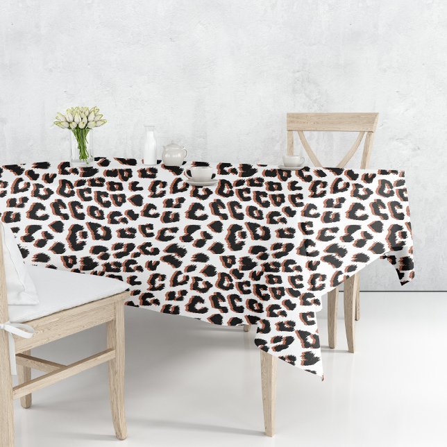 Black Brown and White Leopard Print  Tablecloth (Black Brown and White Leopard Print Tablecloth by Looly Elzayat
)