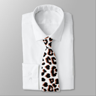 Black Brown and White Leopard Print  Tie