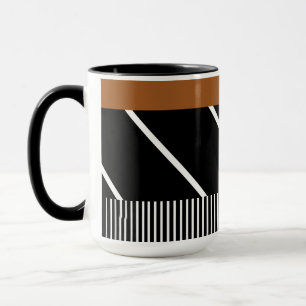 Black, Brown and White Mug - Chic in Stripes 