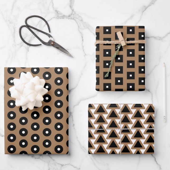 Black, Brown and White   Wrapping Paper Sheet (Front)