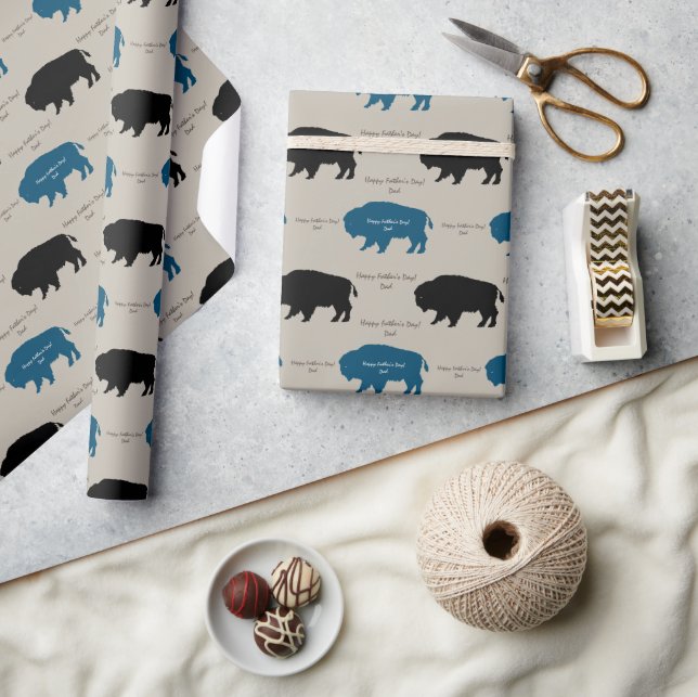 Black Brown Blue Rustic Buffalo Custom Colours Wrapping Paper (Crafts)