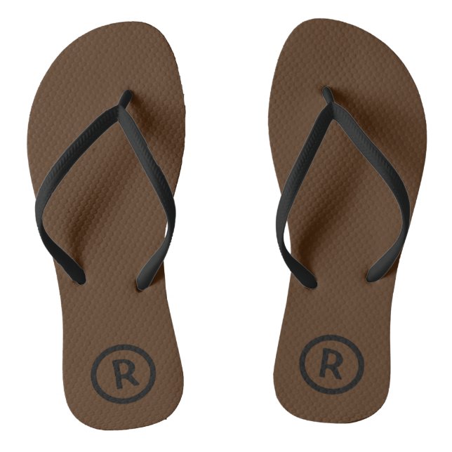 Black Brown Colour Initials costum Thongs (Footbed)