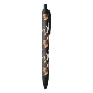 Black Brown Cream Cow Print Ink Pen