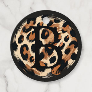 Black Brown Cream Painted Leopard Animal Print Favour Tags