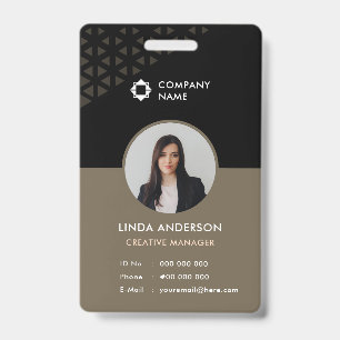 Black Brown Employee Photo ID Abstract Pattern Badge