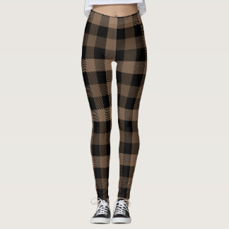 Black & Brown Gingham Shepherd's Plaid Leggings