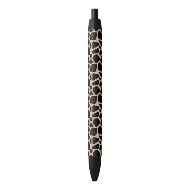 Black Brown Giraffe Print Black Ink Pen (Front Vertical)