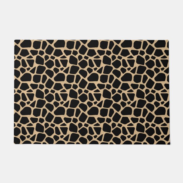 Black Brown Giraffe Print Doormat (Front)