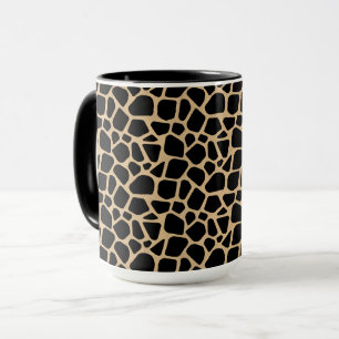 Black Brown Giraffe Print Mug