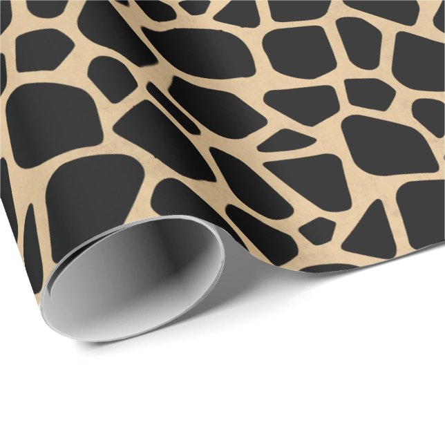 Black Brown Giraffe Print Wrapping Paper (Roll Corner)