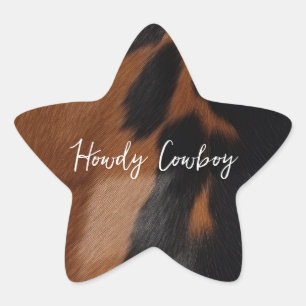 Black Brown Gold Cowhide  Star Sticker