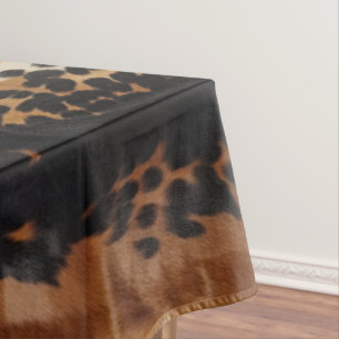 Black Brown Gold Cowhide Tablecloth