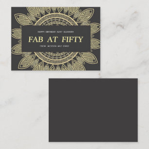 Black Brown Gold Mandala 50th Birthday Card