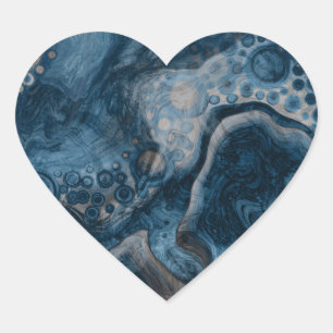 Black, Brown, Gray and Blue Abstract Modern  Heart Sticker