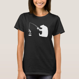 Black Brown Grizzly Bear Fishing Fisherman Humour T-Shirt