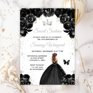 Black Brown Hair Princess Sweet Sixteen Invitation