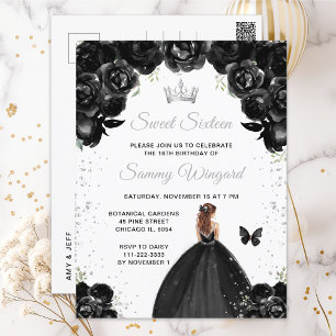 Black Brown Hair Princess Sweet Sixteen Postcard