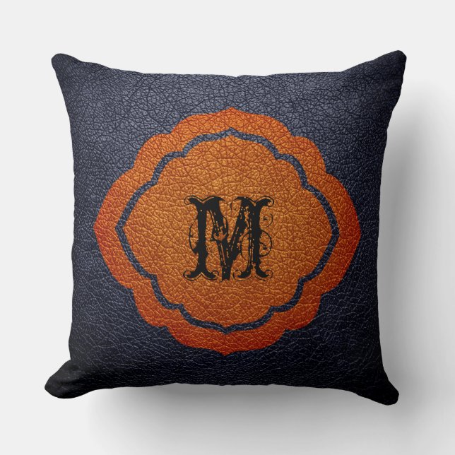 Black Brown Leather Cushion (Front)