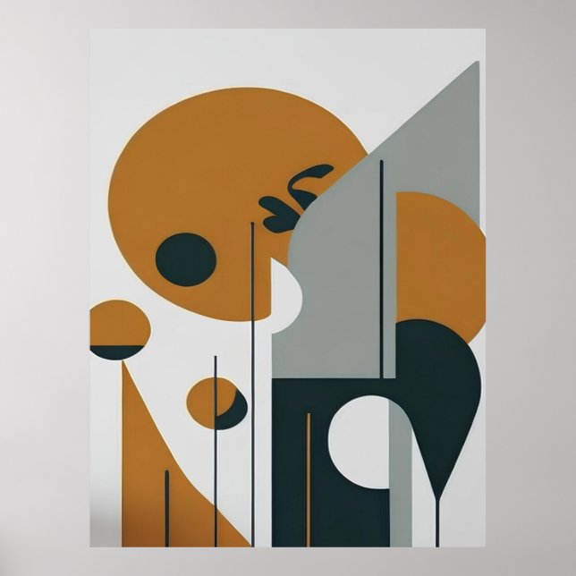 Black Brown Minimalist Abstract Landscape Poster (Front)