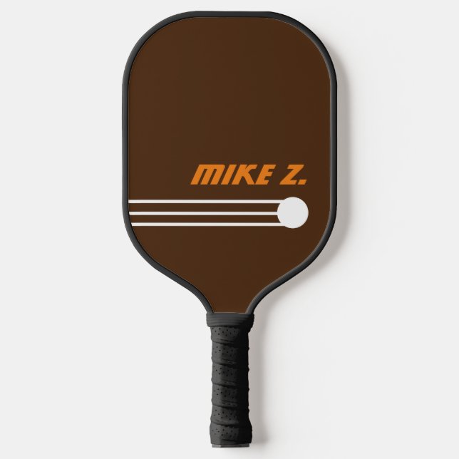 Black Brown PickleBall Paddle with Player's Name (Front)