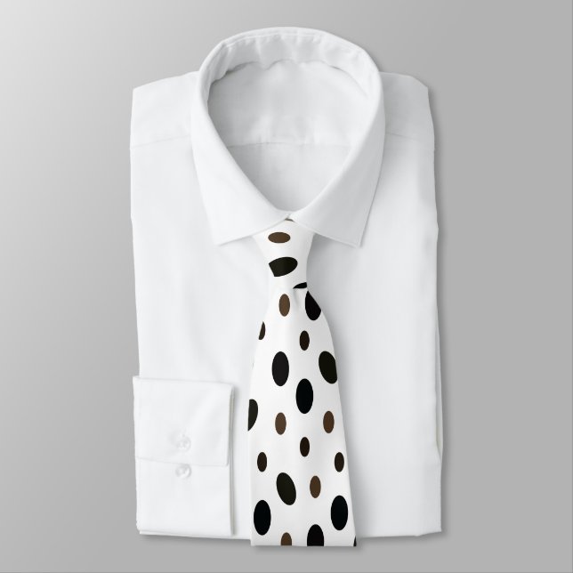 Black Brown Polka Dot Tie (Tied)