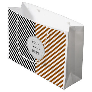 black & brown stripe with logo large gift bag