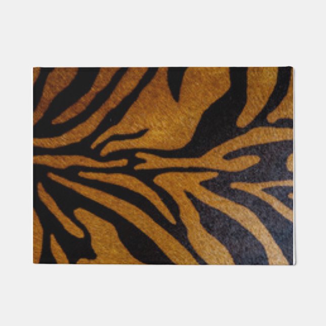 Black & Brown Tiger Pattern Design Doormat (Front)