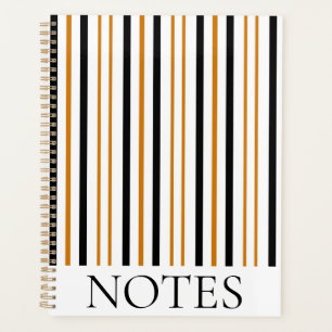 Black & Brown Vertical Stripe Modern Minimalist Planner