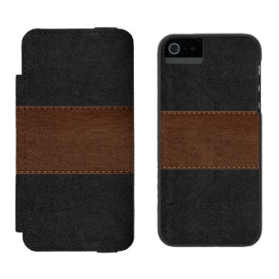Black & Brown Vintage Leather Texture Incipio Watson™ iPhone 5 Wallet Case