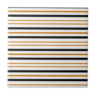 Black Brown White Horizontal Stripe Pattern Ceramic Tile