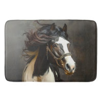 Black Brown White Horse Running