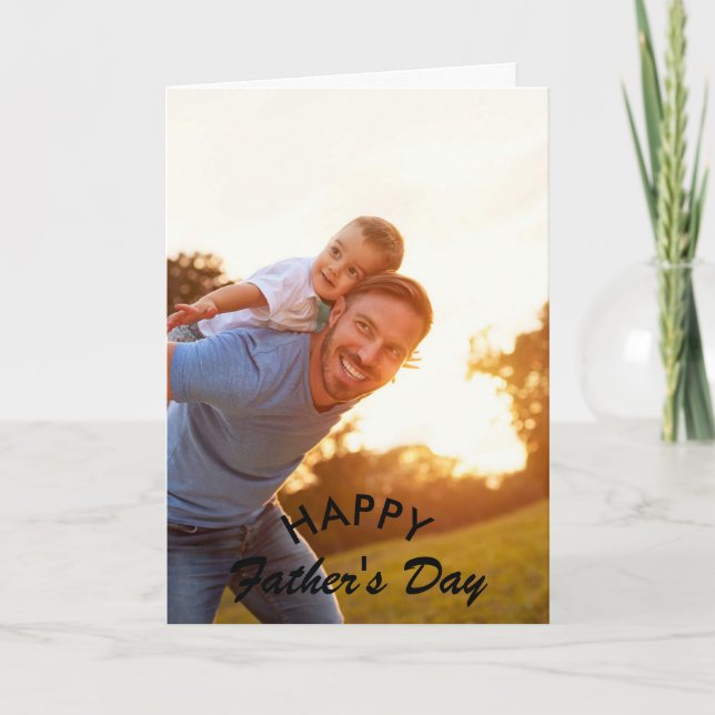 Black Brush Script | Modern Father's Day Photo Card (Front)