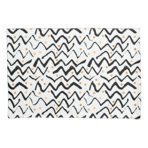 Black Brush Strokes & Dots Pattern Pillowcase