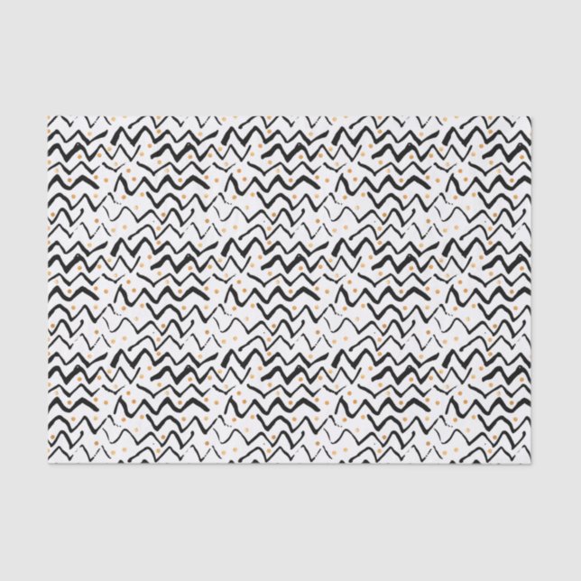 Black Brush Strokes & Dots Pattern Tissue Paper (Front)