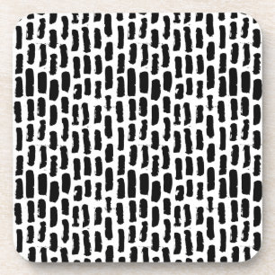 Black Brush Strokes Pattern Coaster