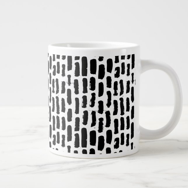 Black Brush Strokes Pattern Large Coffee Mug (Right)